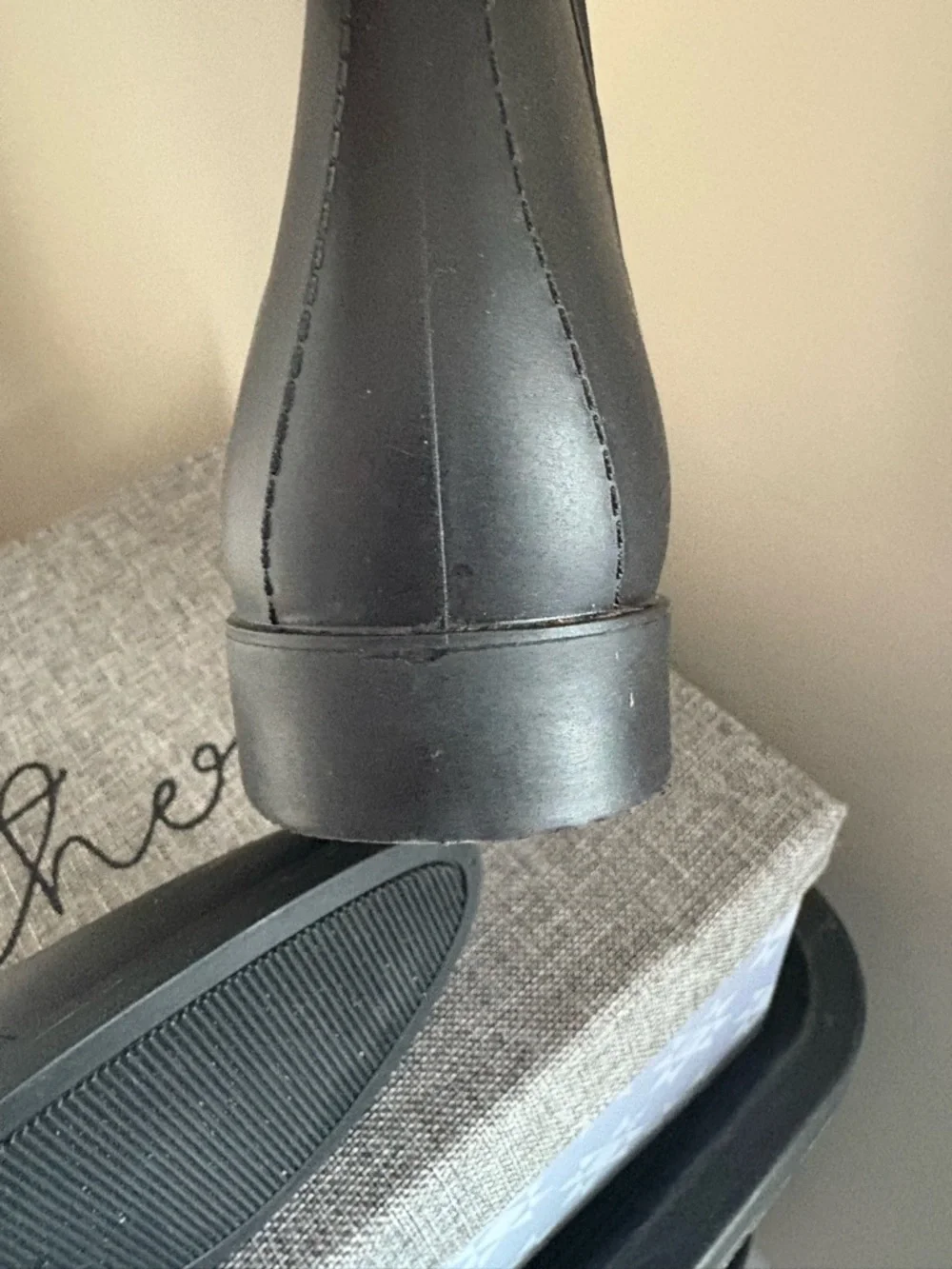 Women’s Black  Chelsea Rain Boots - Slip-On Size 9